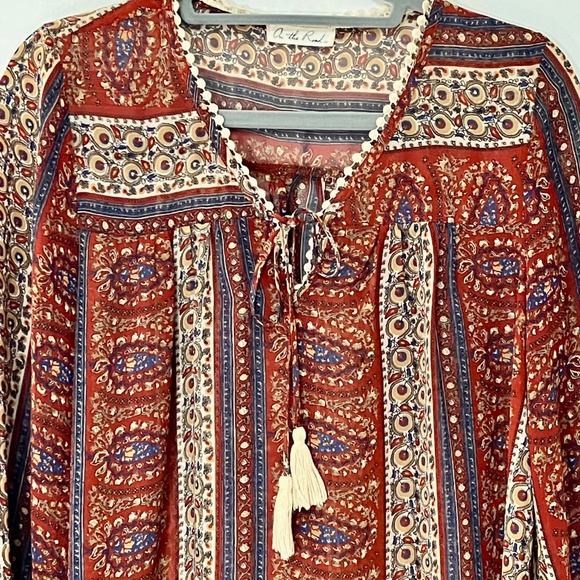 Sheer Paisley Boho Blouse with Bell Sleeves - Picture 3 of 9